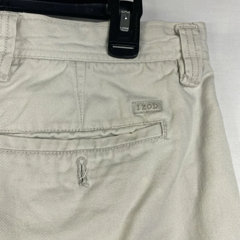 Izod Saltwater Mens Chino Shorts Size 36 Cotton Khaki Light Tan Golfing Preppy